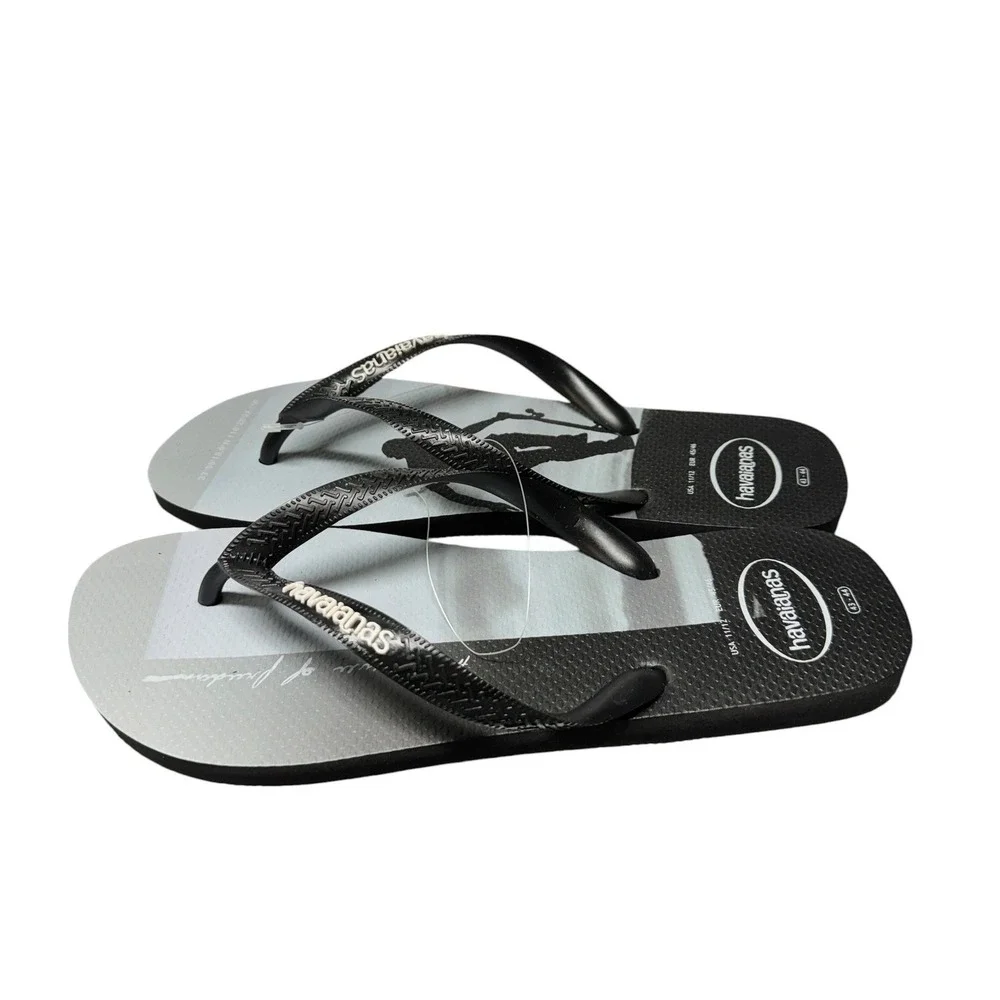 Havaianas Hype Flip Flops Skateboard Black White Men's Size 11/12 w/ Tags